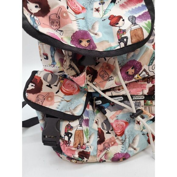 Lesport sac Colorful Artist-Themed Backpack With Drawstring & Buckle Closures Ad - Picture 3 of 12